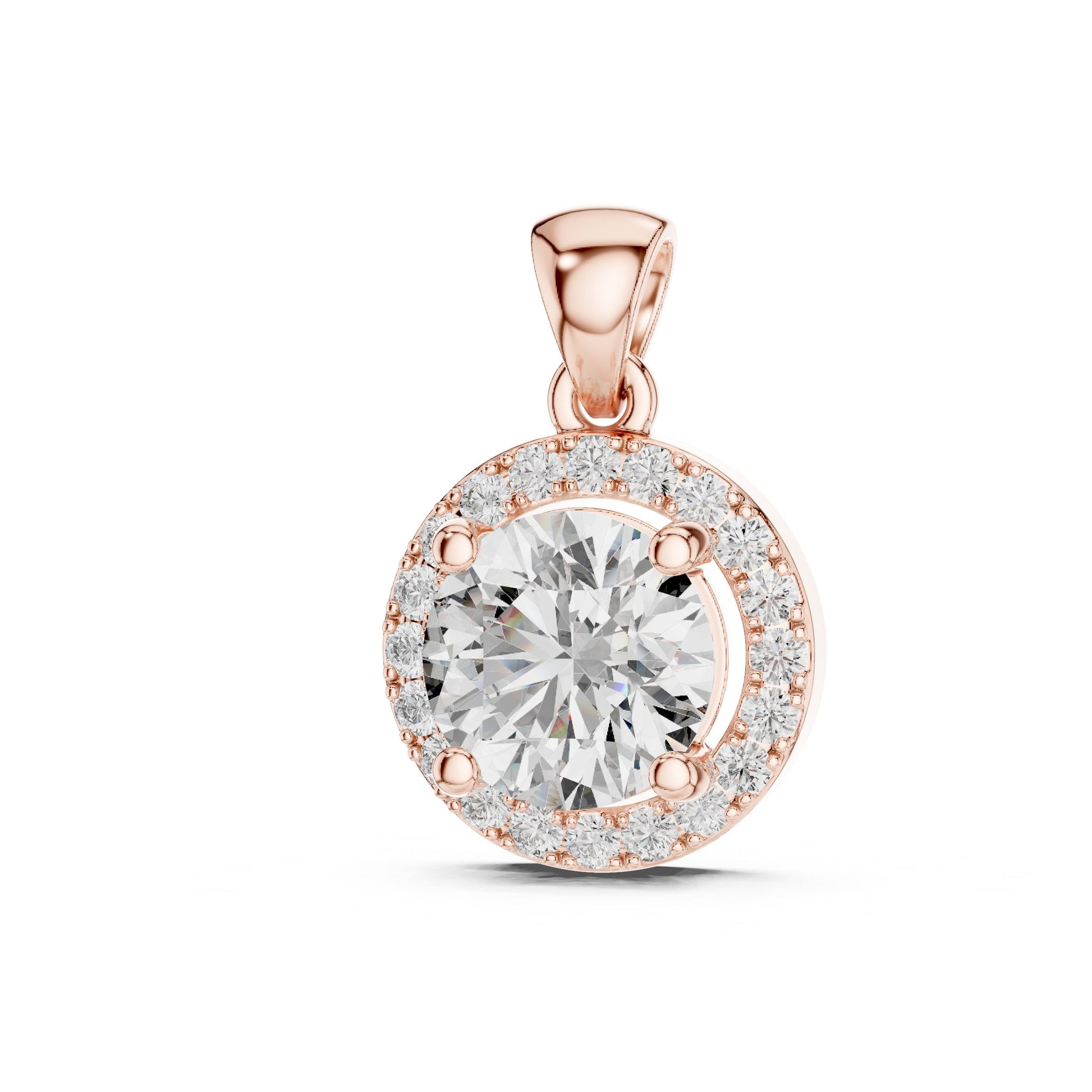 Round Lab Grown Diamond Halo Pendant