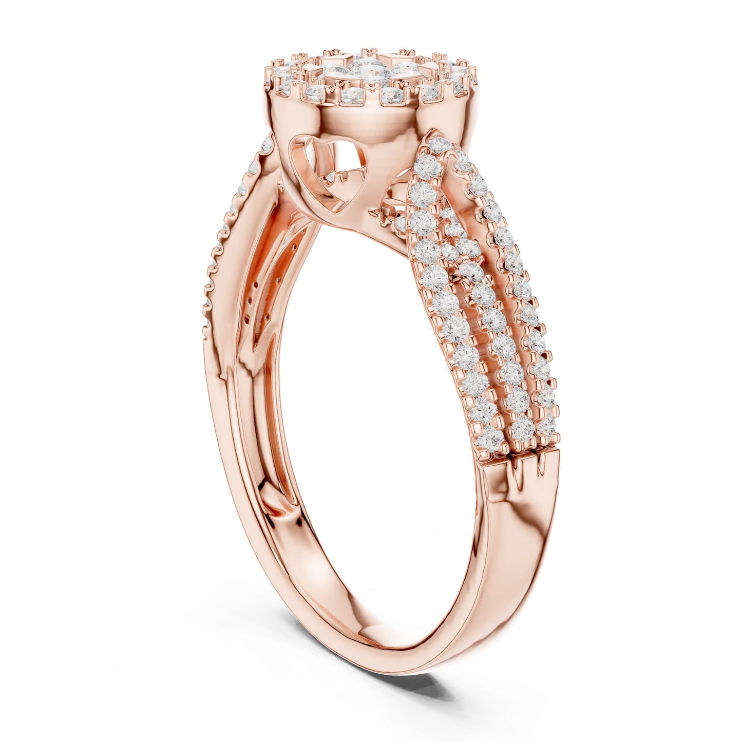 Round Lab Grown Diamond Halo Engagement Ring