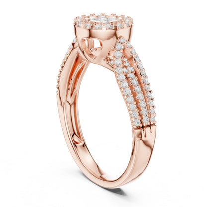Round Lab Grown Diamond Halo Engagement Ring