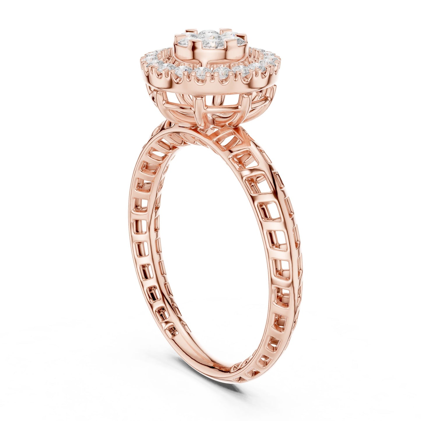 Round Lab Grown Diamond Halo Engagement Ring