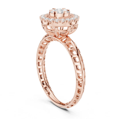 Round Lab Grown Diamond Halo Engagement Ring