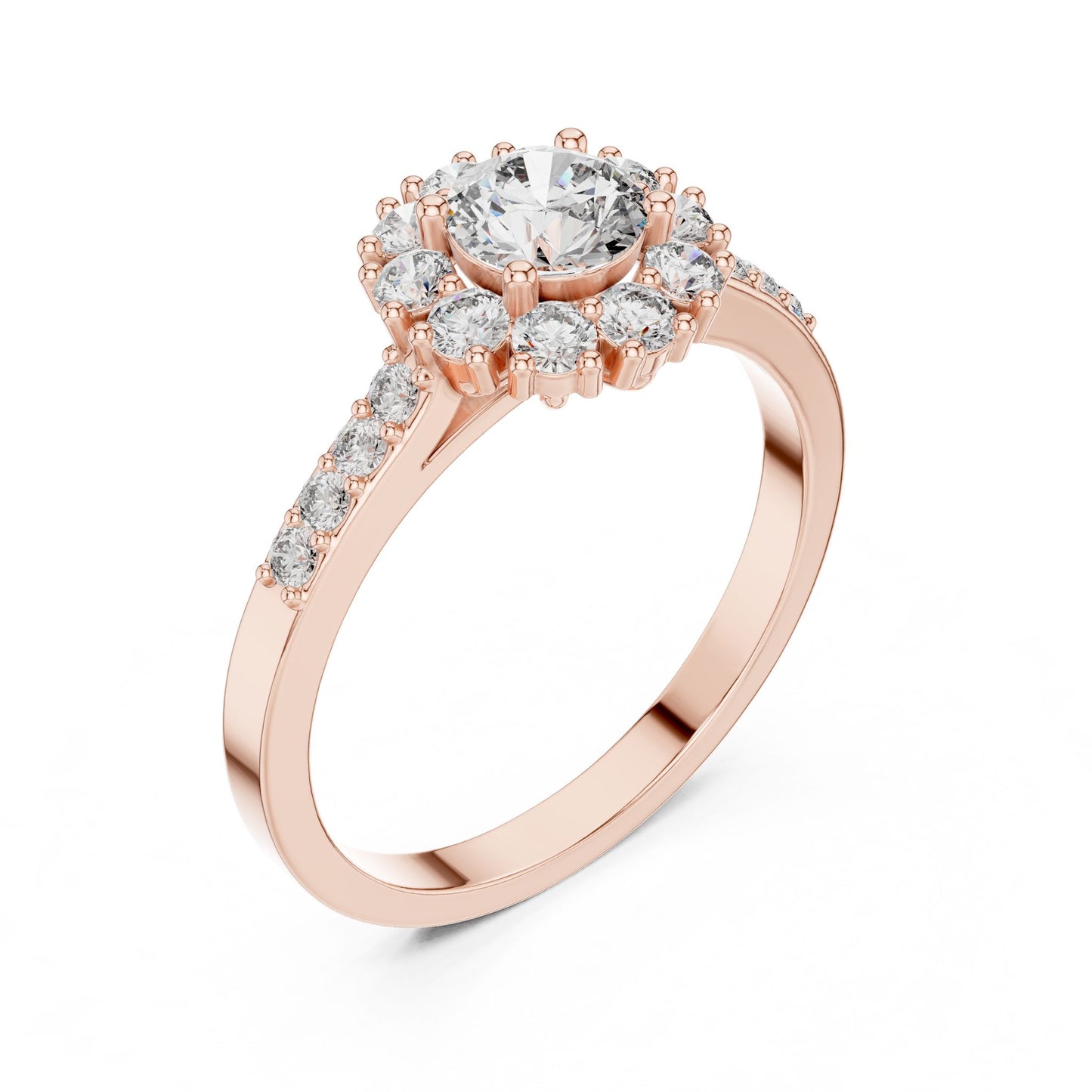 Round Lab Grown Diamond Halo Engagement Ring