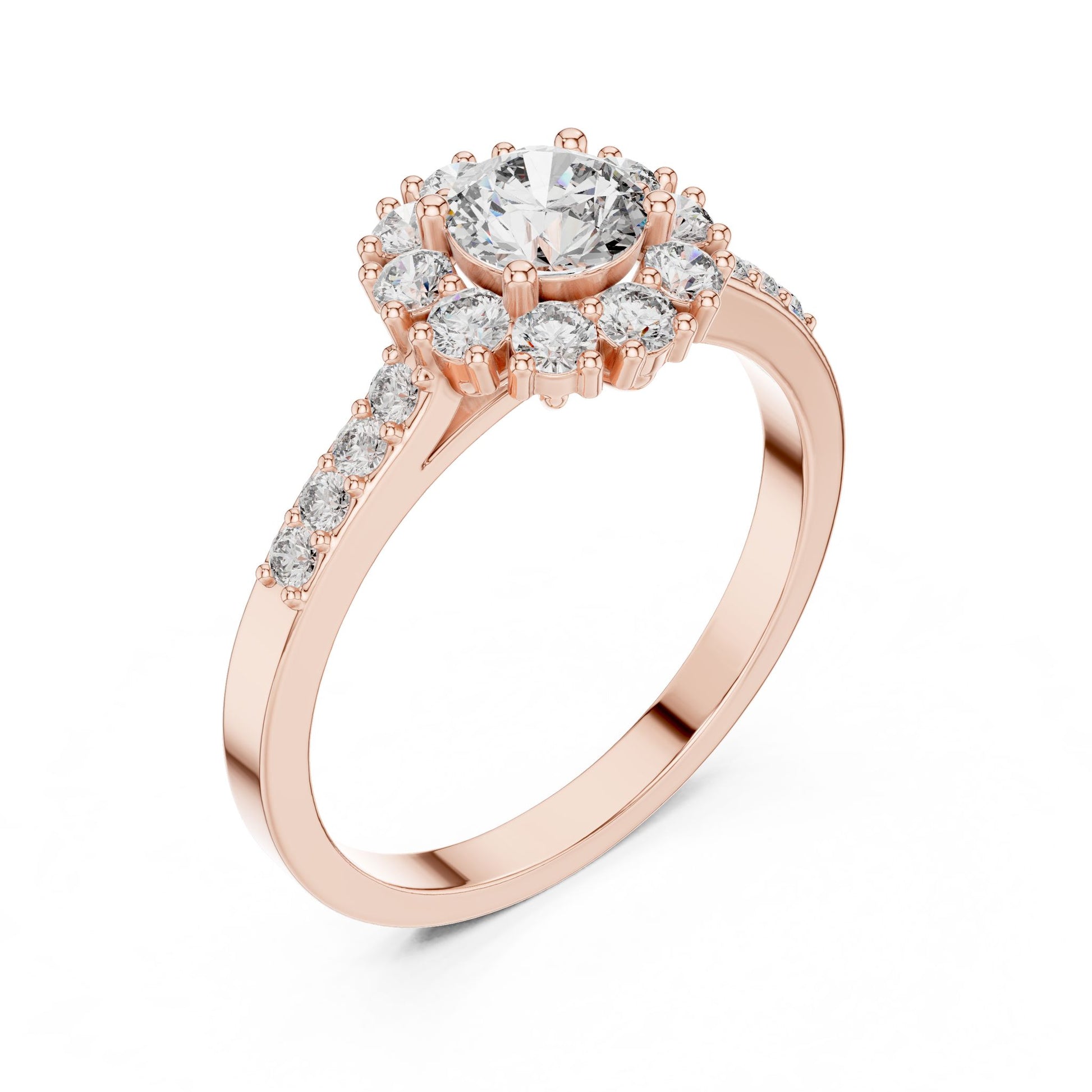 Round Lab Grown Diamond Halo Engagement Ring