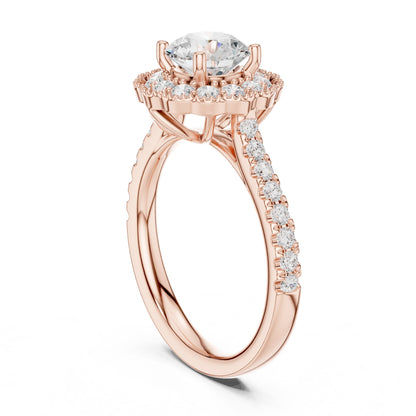 Round Lab Grown Diamond Halo Engagement Ring
