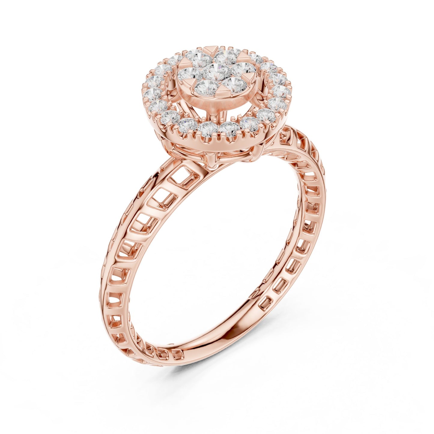 Round Lab Grown Diamond Halo Engagement Ring