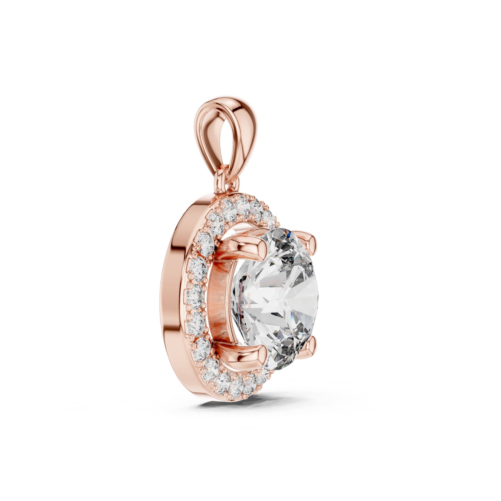 Round Lab Grown Diamond Halo Pendant