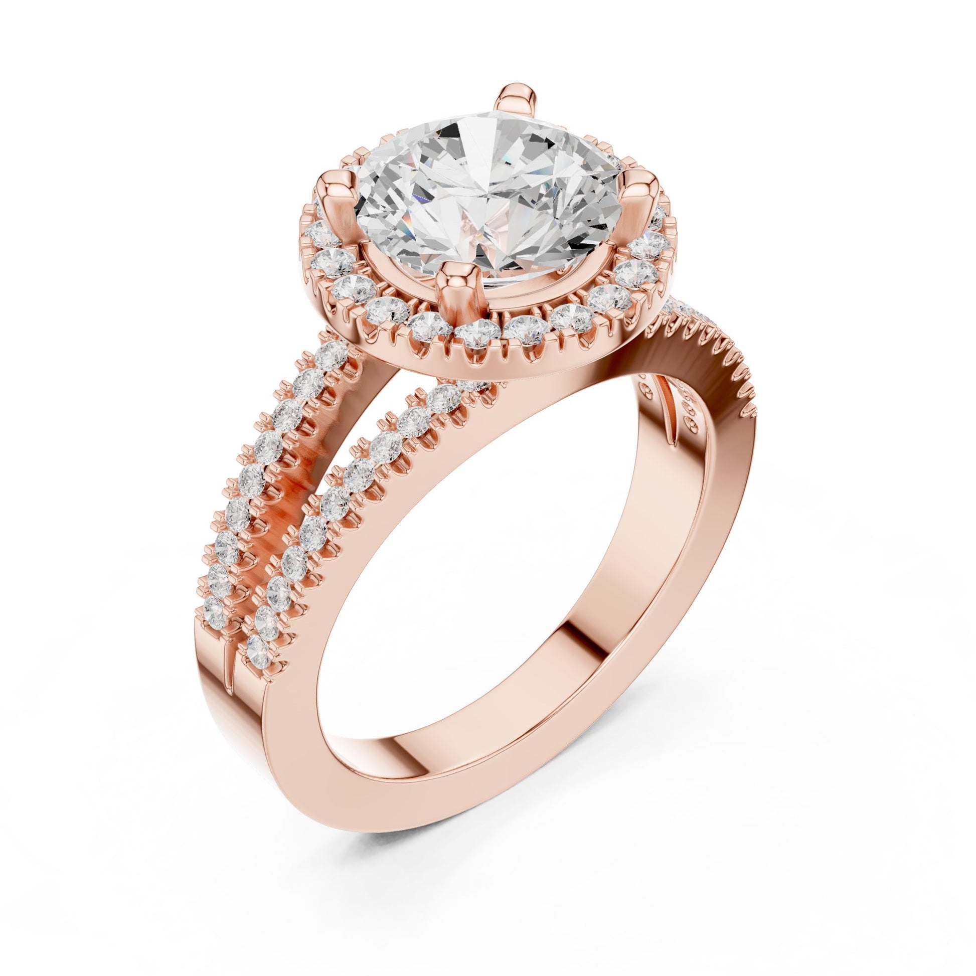 Round Lab Grown Diamond Halo Engagement Ring