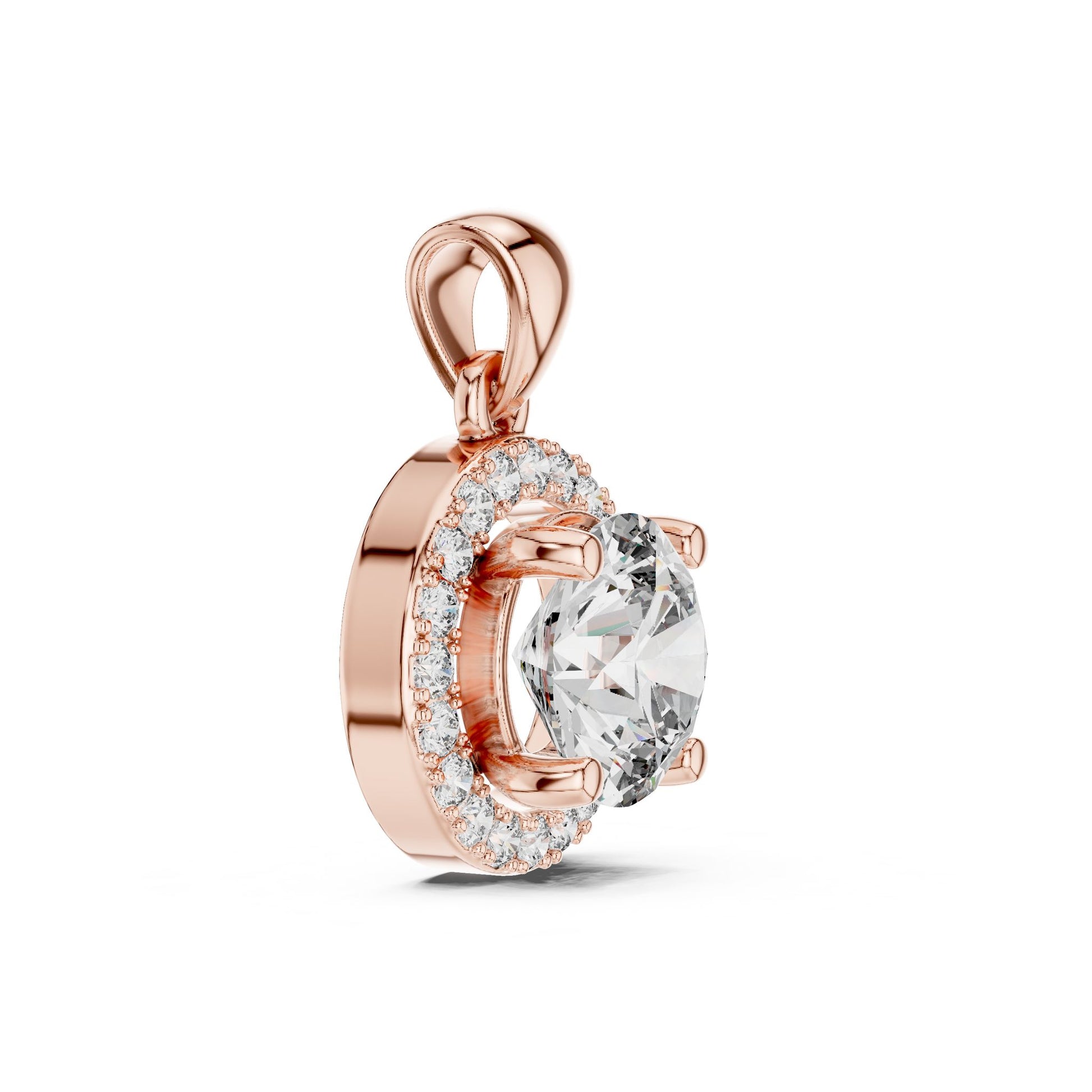Round Lab Grown Diamond Halo Pendant