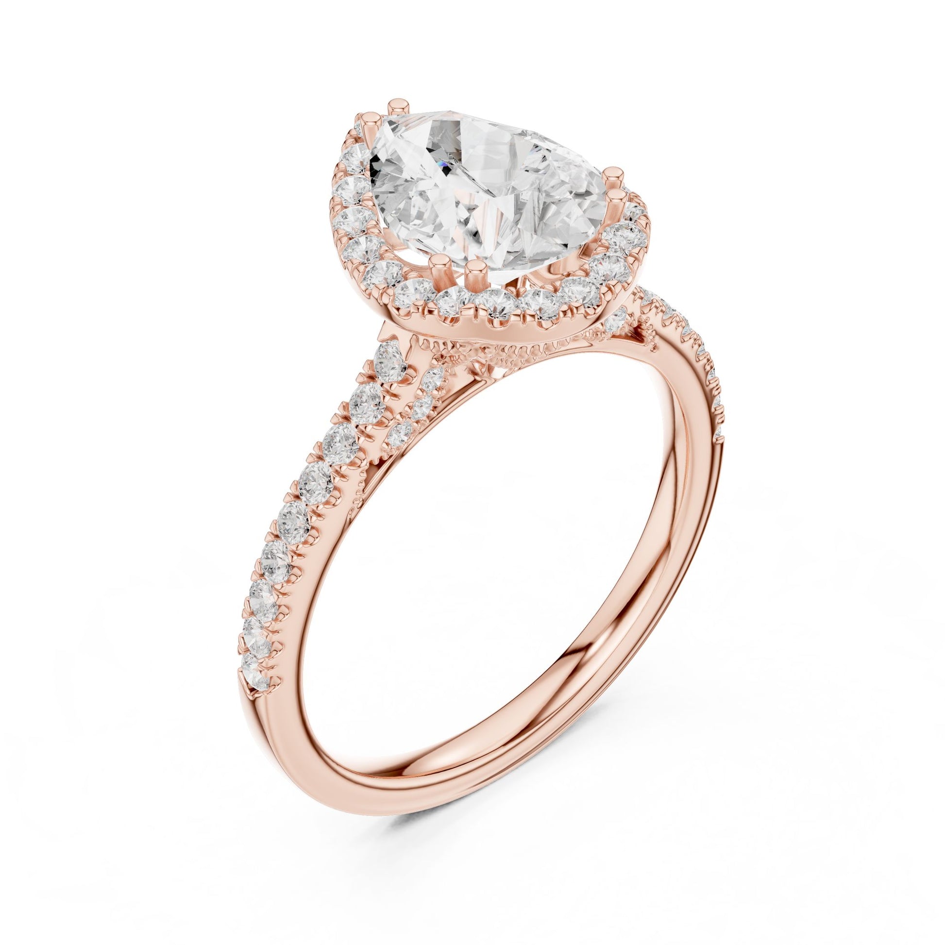 Round Lab Grown Diamond Halo Engagement Ring