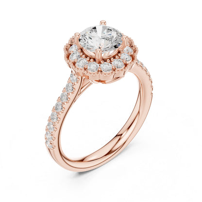 Round Lab Grown Diamond Halo Engagement Ring