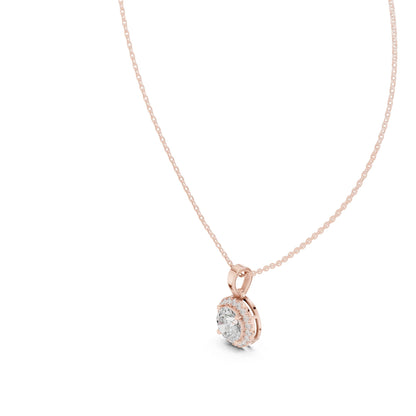 Round Lab Grown Diamond Halo Pendant