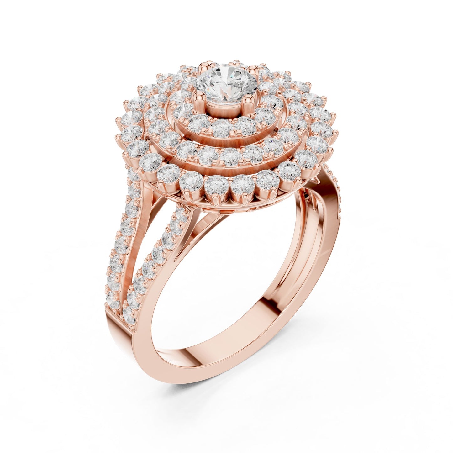 Round Lab Grown Diamond Halo Engagement Ring