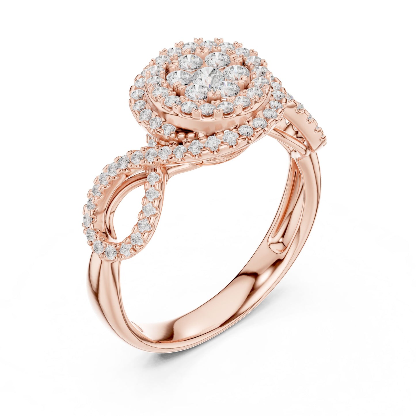 Round Lab Grown Diamond Halo Engagement Ring