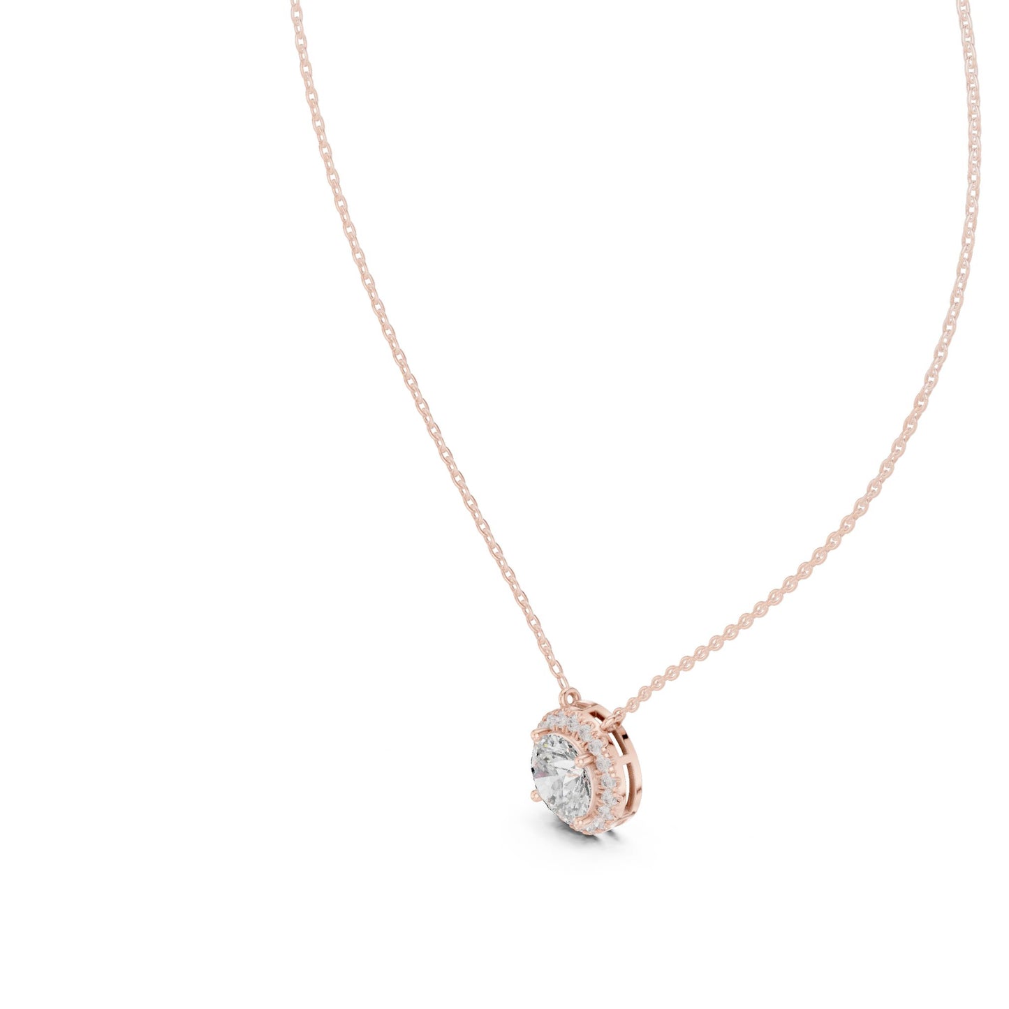 Round Lab Grown Diamond Halo Pendant