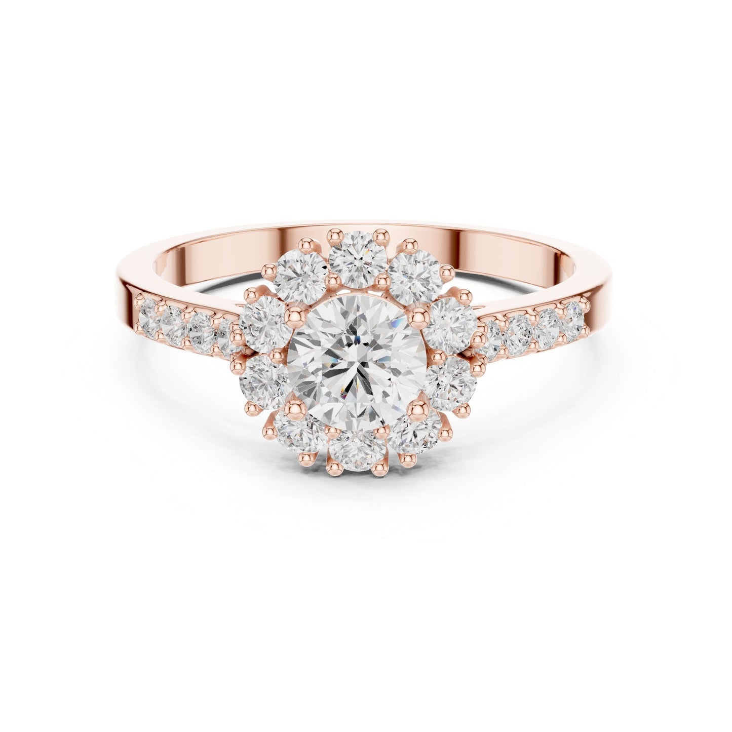 Round Lab Grown Diamond Halo Engagement Ring