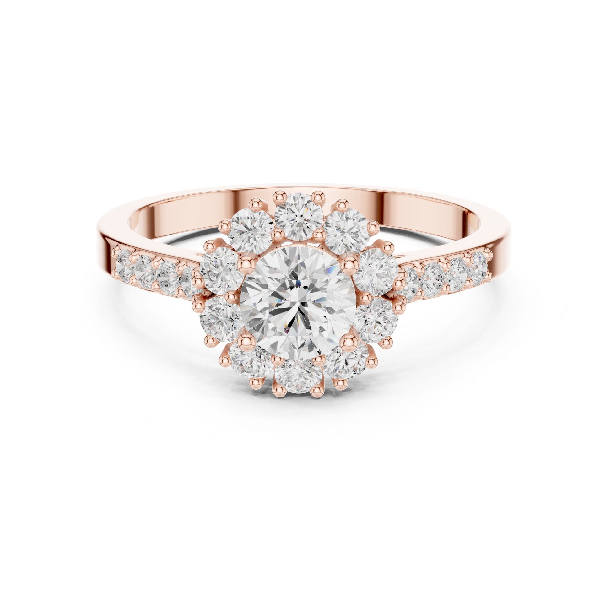 Round Lab Grown Diamond Halo Engagement Ring