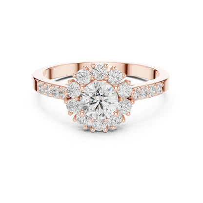 Round Lab Grown Diamond Halo Engagement Ring