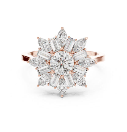 Round Lab Grown Diamond Halo Engagement Ring
