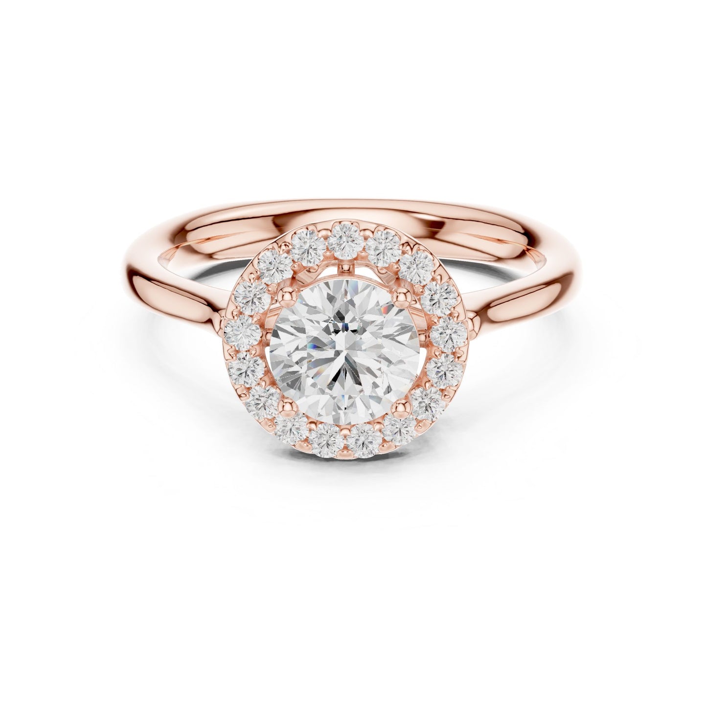 Round Lab Grown Diamond Halo Engagement Ring