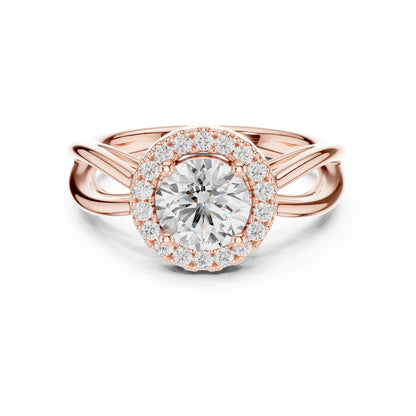 Round Lab Grown Diamond Halo Engagement Ring