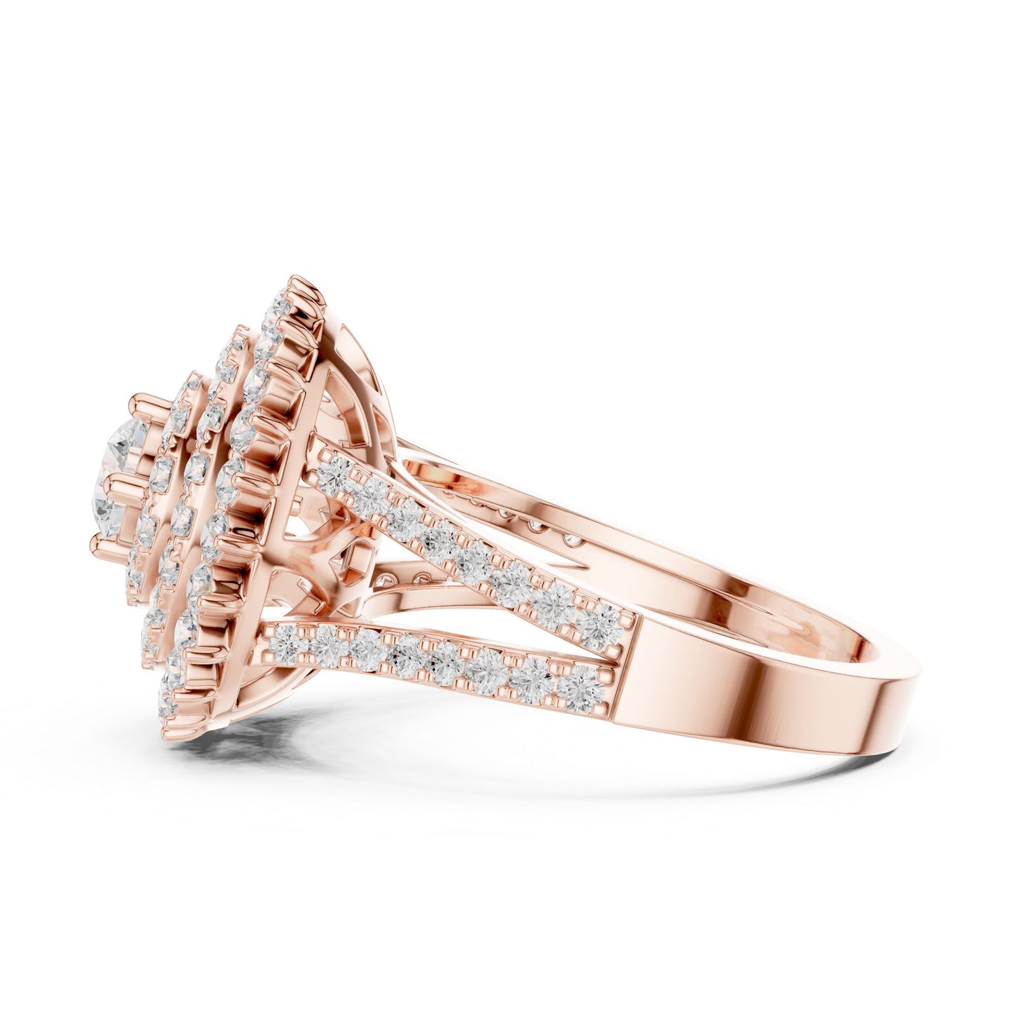 Round Lab Grown Diamond Halo Engagement Ring