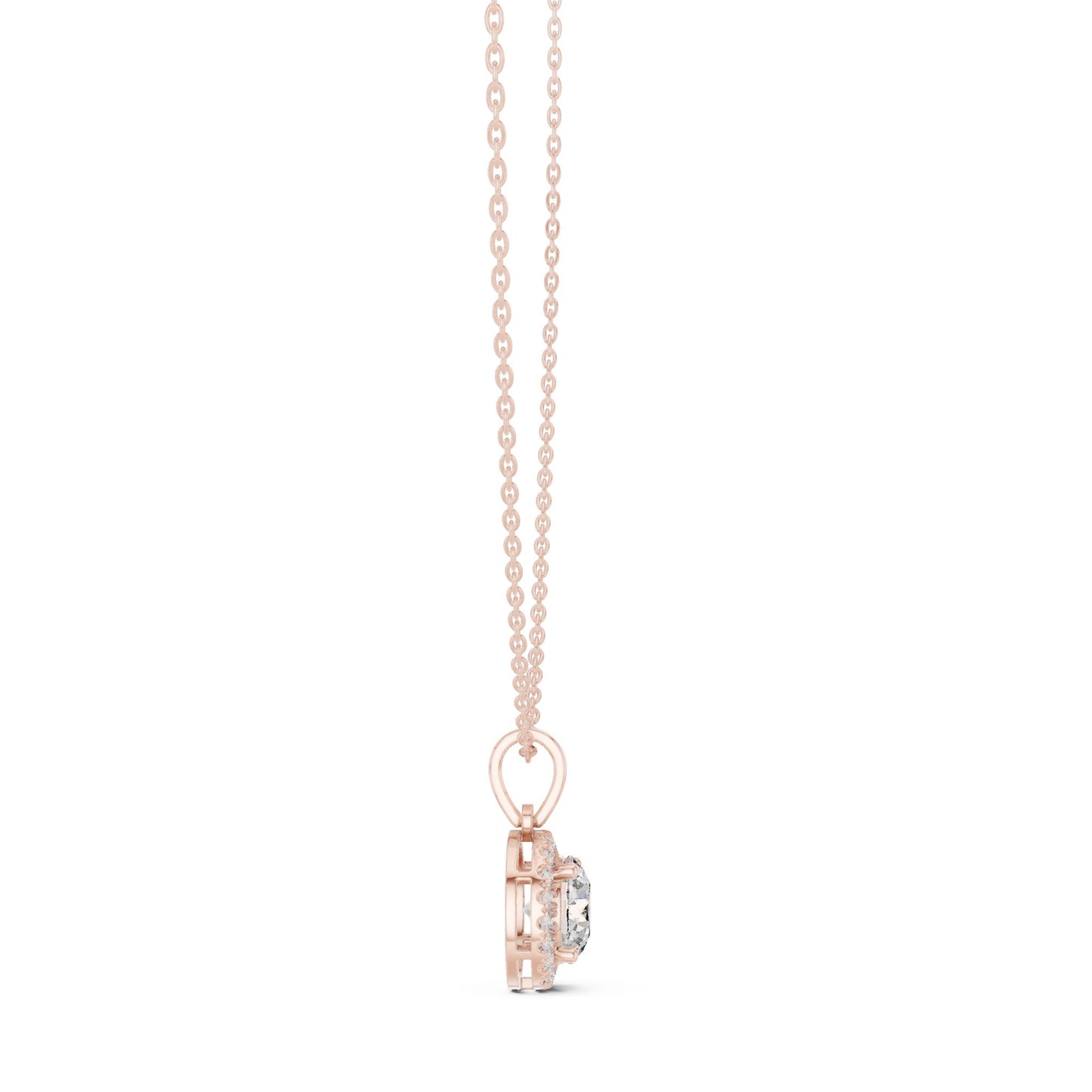 Round Lab Grown Diamond Halo Pendant