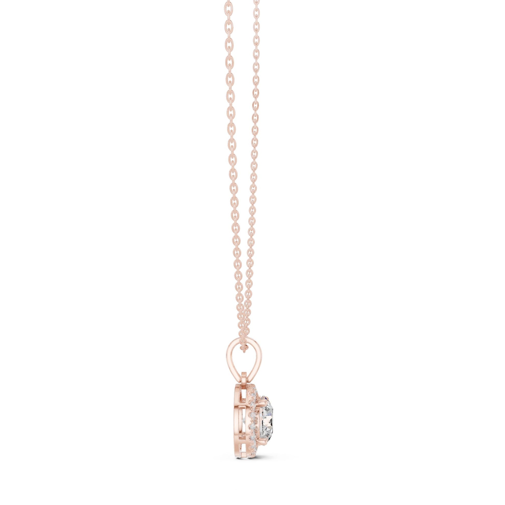 Round Lab Grown Diamond Halo Pendant