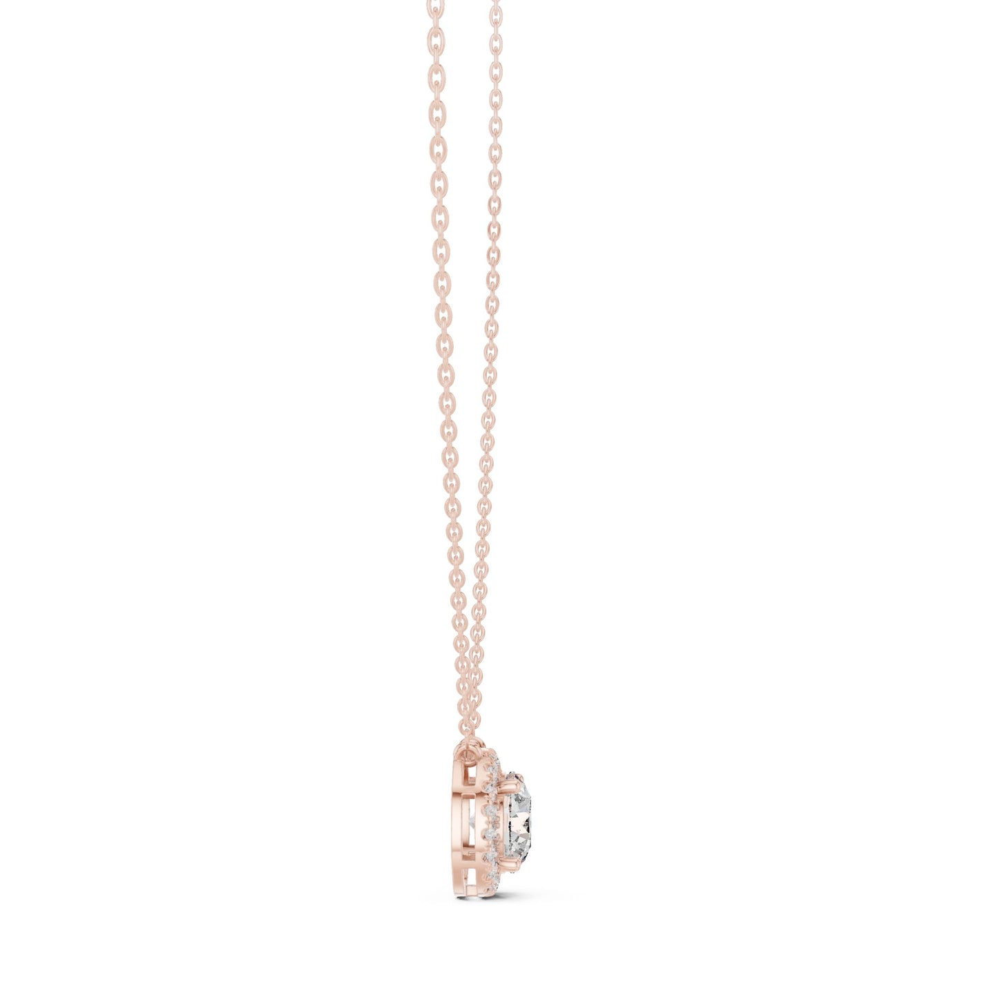 Round Lab Grown Diamond Halo Pendant