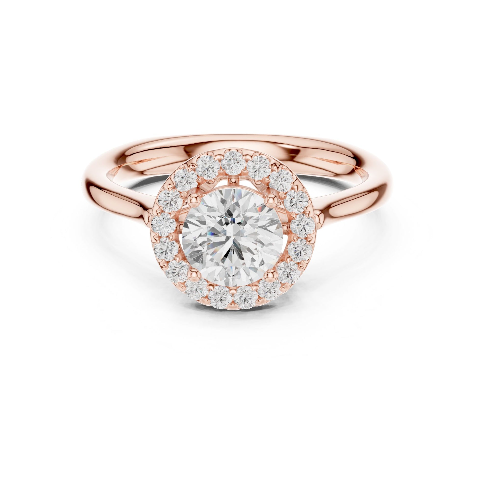 Round Lab Grown Diamond Halo Engagement Ring