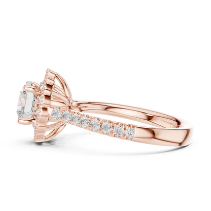 Round Lab Grown Diamond Halo Engagement Ring