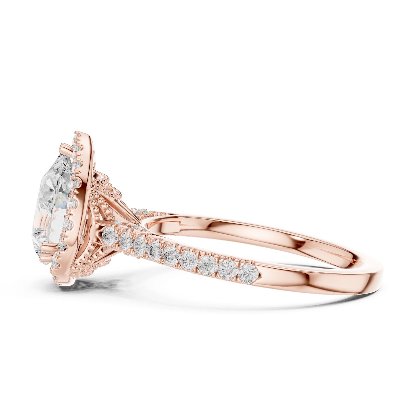 Round Lab Grown Diamond Halo Engagement Ring