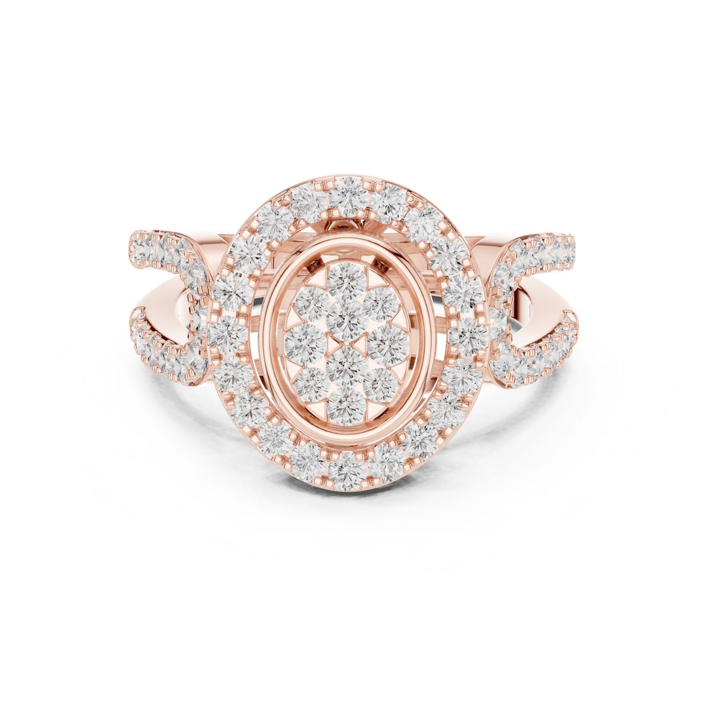 Round Lab Grown Diamond Halo Engagement Ring