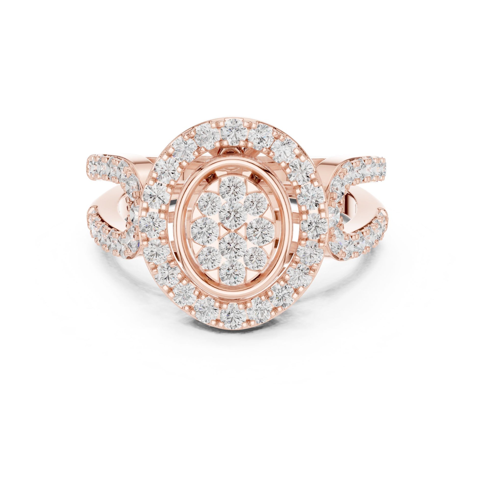Round Lab Grown Diamond Halo Engagement Ring