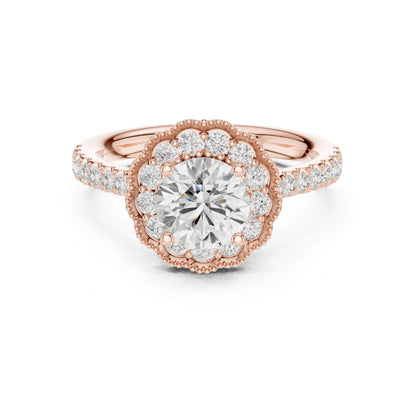 Round Lab Grown Diamond Halo Engagement Ring