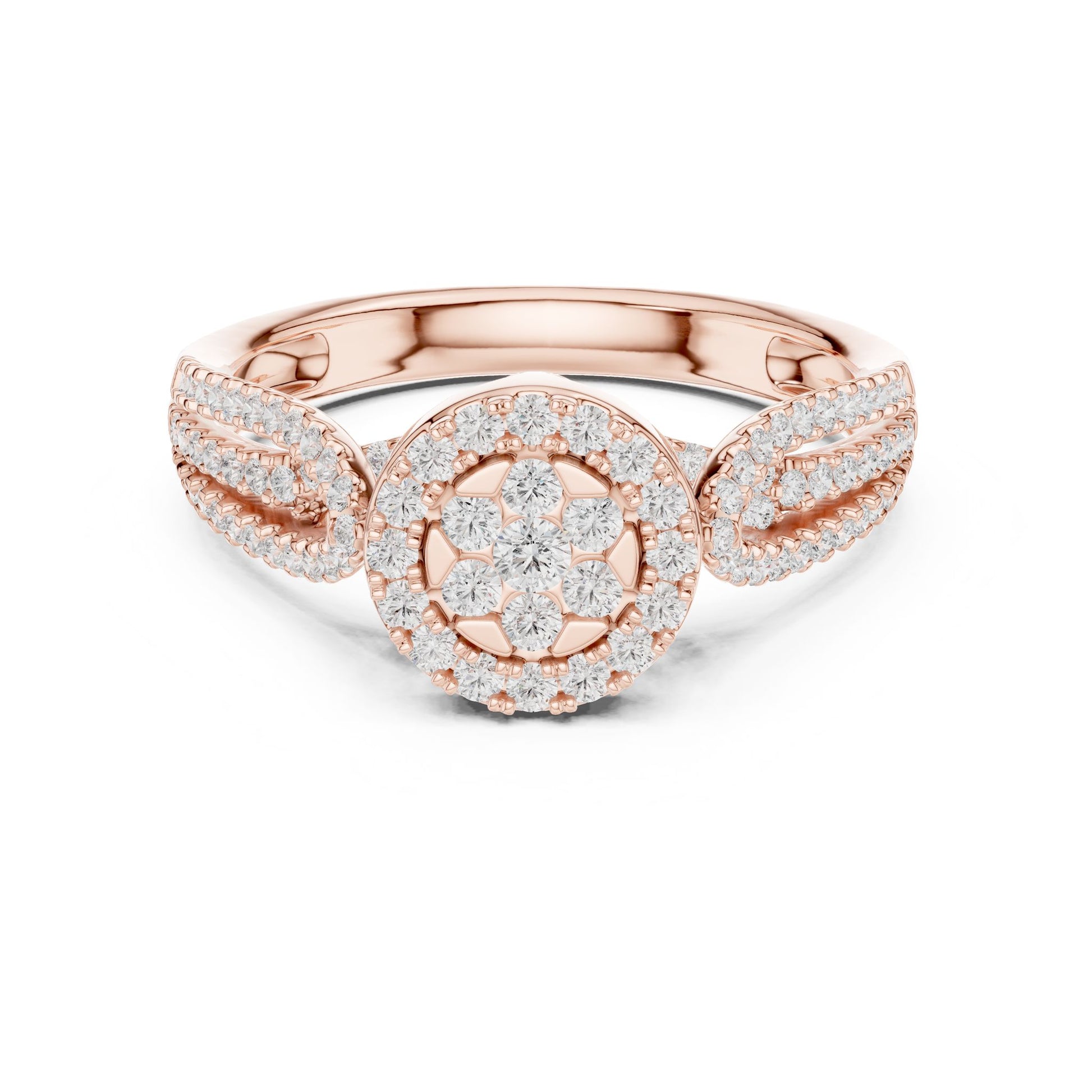 Round Lab Grown Diamond Halo Engagement Ring