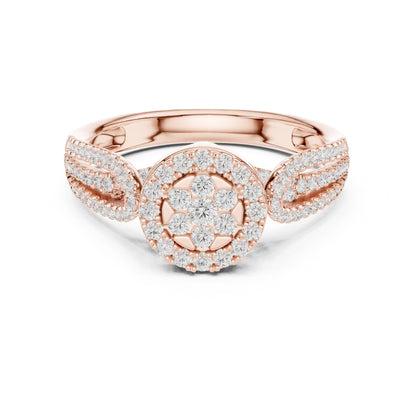 Round Lab Grown Diamond Halo Engagement Ring