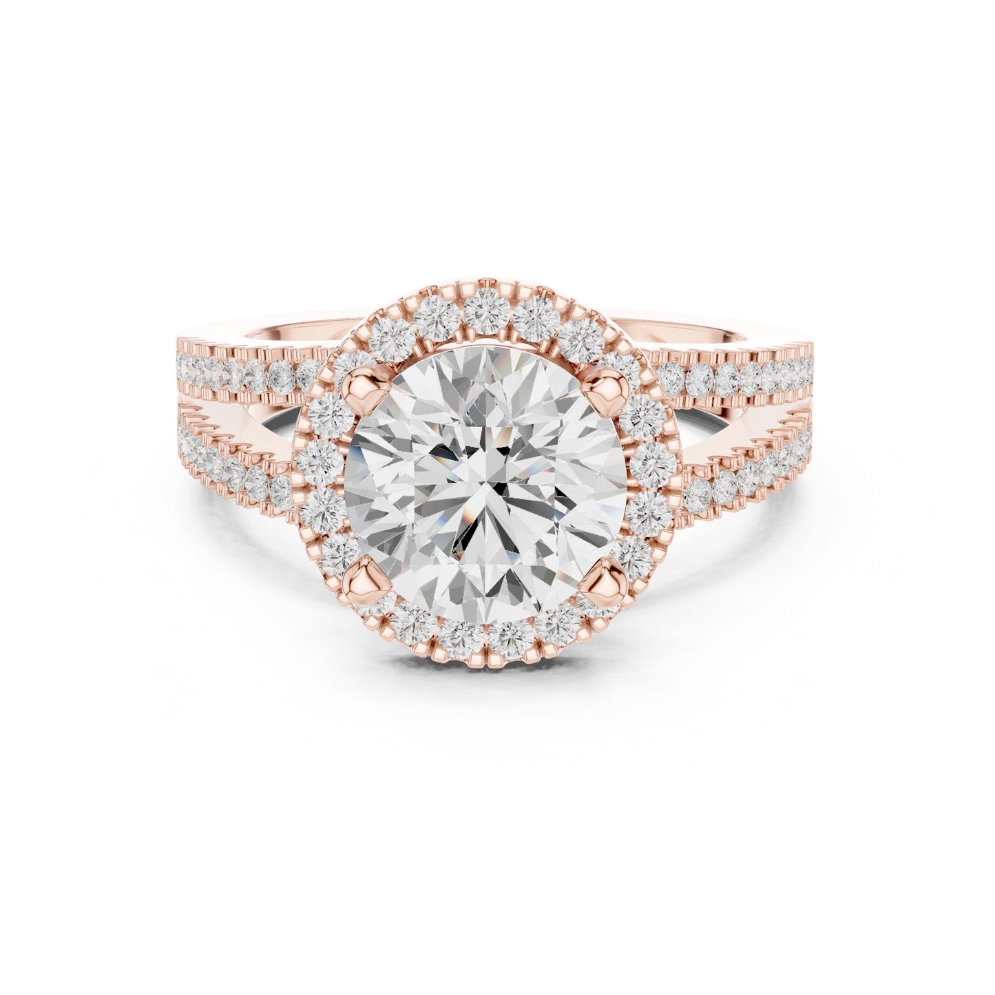 Round Lab Grown Diamond Halo Engagement Ring