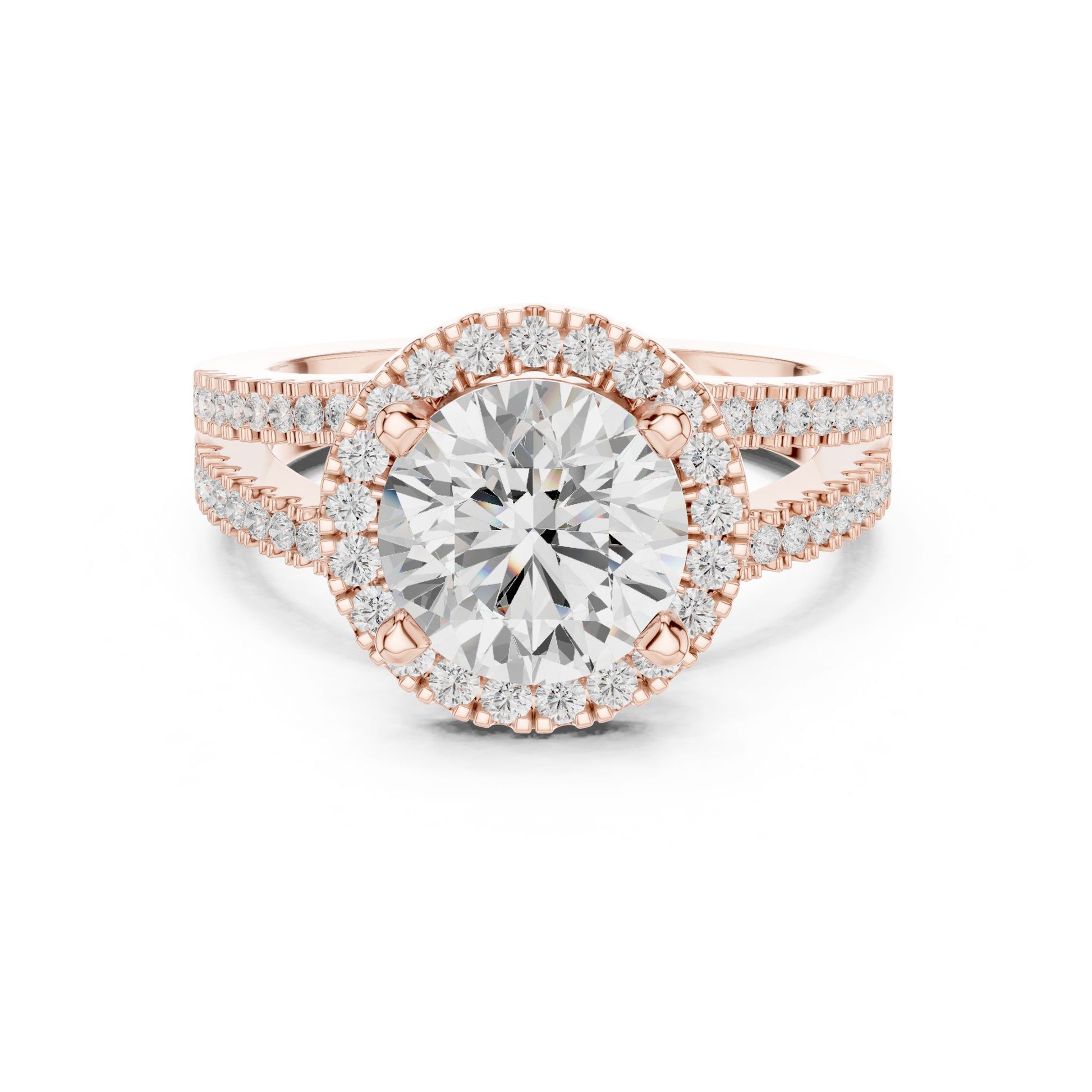 Round Lab Grown Diamond Halo Engagement Ring