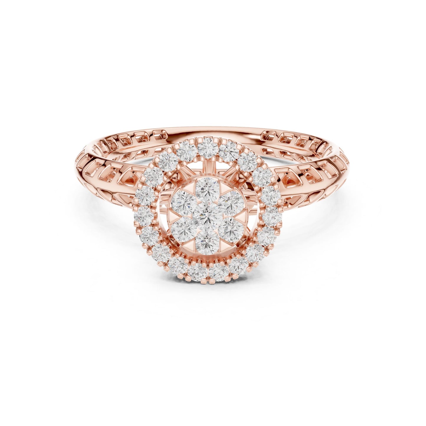 Round Lab Grown Diamond Halo Engagement Ring