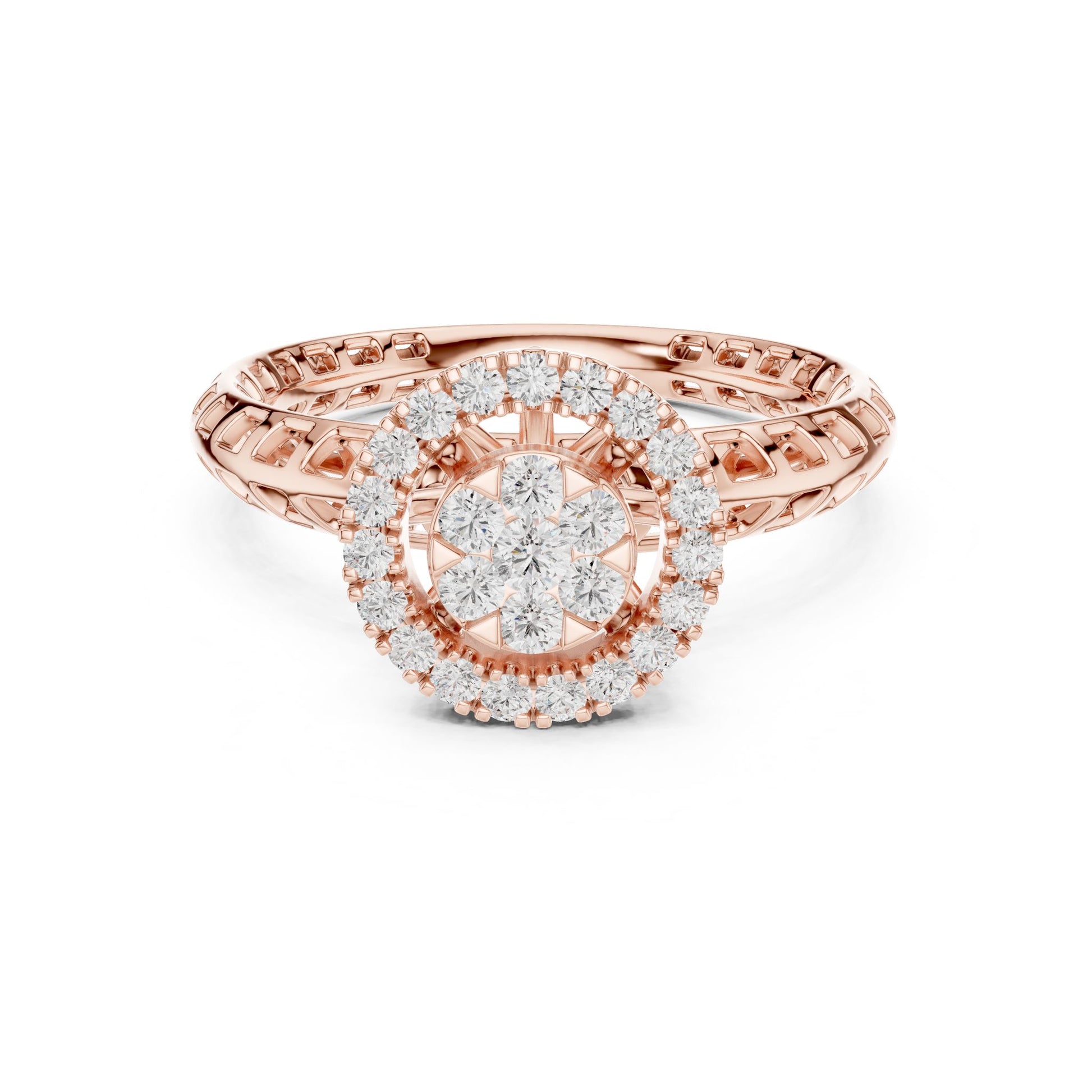 Round Lab Grown Diamond Halo Engagement Ring