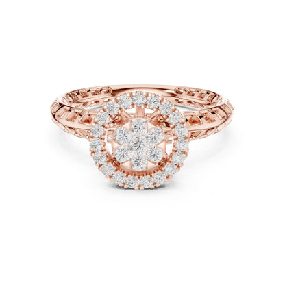 Round Lab Grown Diamond Halo Engagement Ring