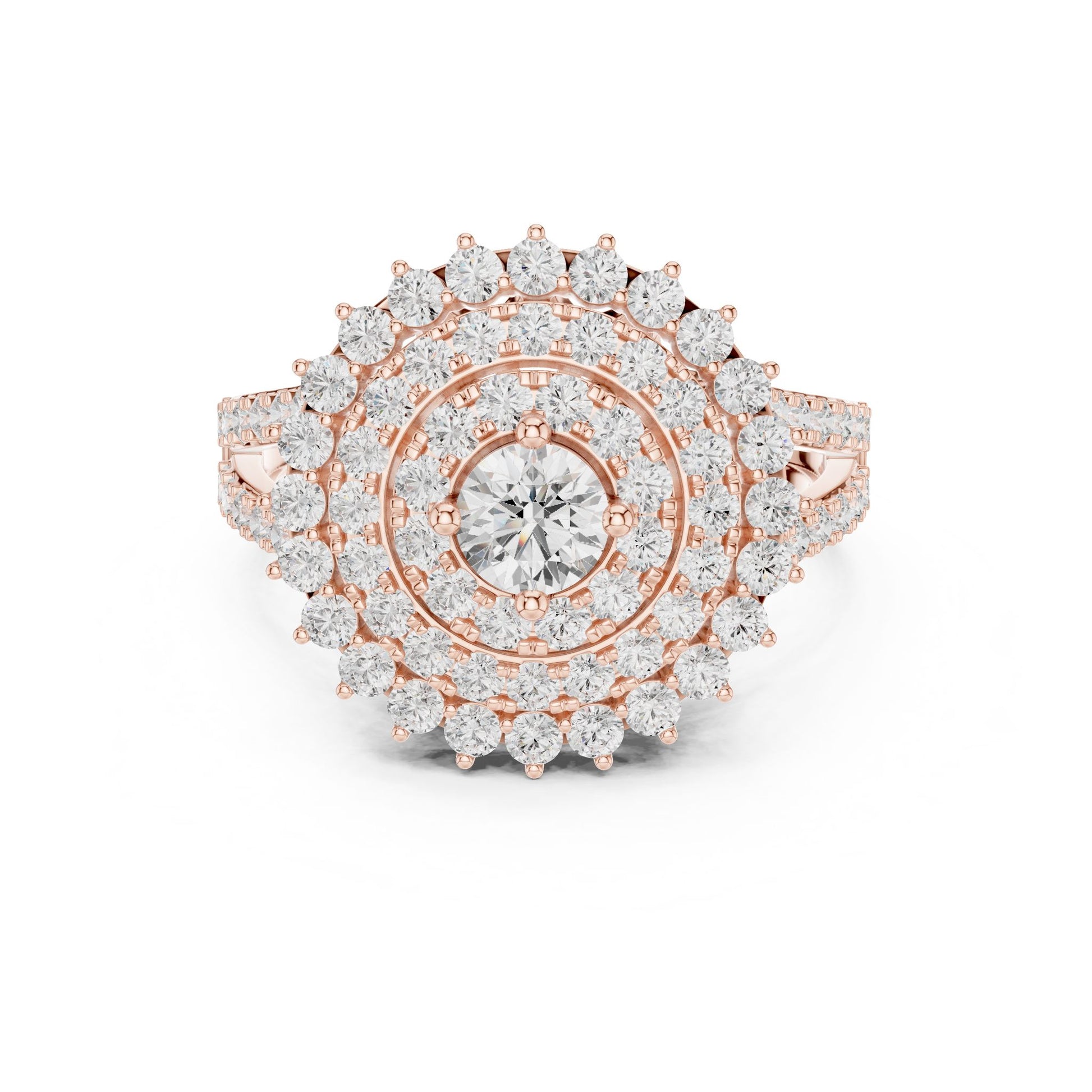 Round Lab Grown Diamond Halo Engagement Ring