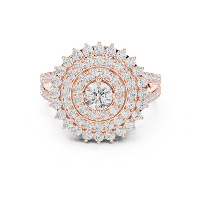 Round Lab Grown Diamond Halo Engagement Ring
