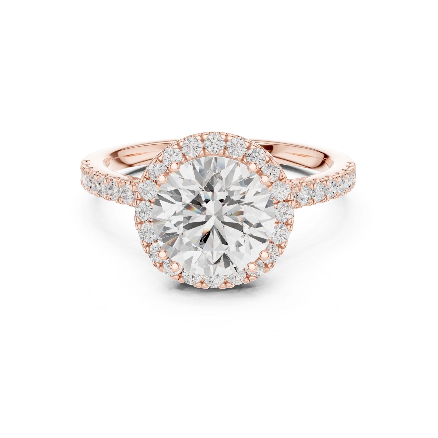 Round Lab Grown Diamond Halo Engagement Ring
