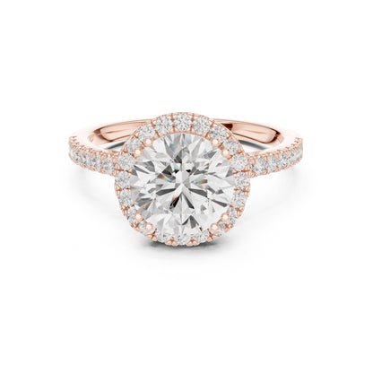 Round Lab Grown Diamond Halo Engagement Ring