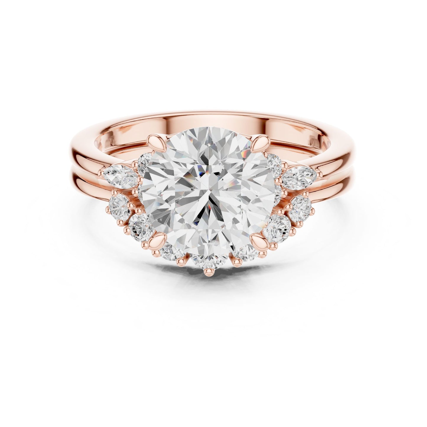 Round Lab Grown Diamond Halo Engagement Ring