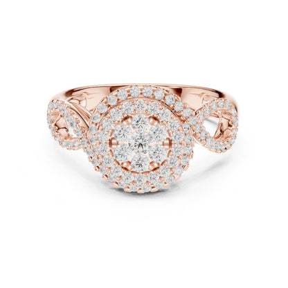 Round Lab Grown Diamond Halo Engagement Ring