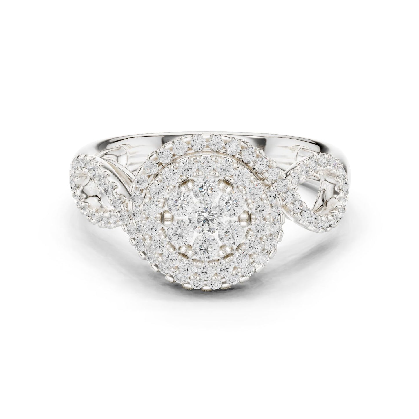 Round Lab Grown Diamond Halo Engagement Ring