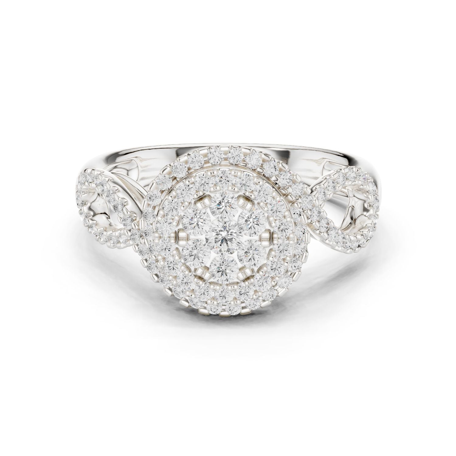 Round Lab Grown Diamond Halo Engagement Ring