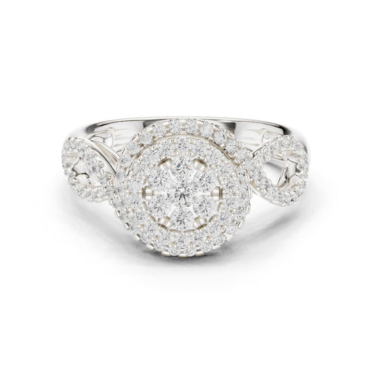 Round Lab Grown Diamond Halo Engagement Ring